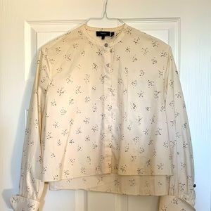 Theory cropped mandarin collar blouse